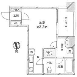 エスライズ西本町 ワンルームの間取図画像