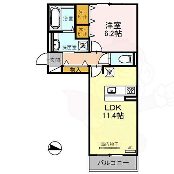 Casa Entre ｜滋賀県大津市富士見台(賃貸アパート1LDK・1階・45.01㎡)の写真 その2
