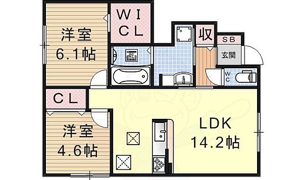 メゾン大ノ口 ｜滋賀県草津市野路９丁目(賃貸アパート2LDK・1階・59.90㎡)の写真 その2