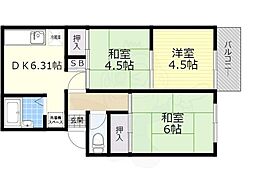 プレジール幸2 3DKの間取図画像