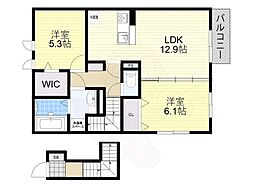 メゾン ソレイユ 2階2LDKの間取り