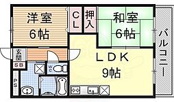 駅前コーポラス 2LDKの間取図画像