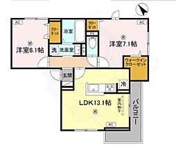 JR東海道・山陽本線 守山駅 徒歩14分の賃貸アパート 2階2LDKの間取り