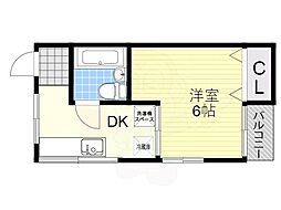 瀬田ハウスA 1DKの間取図画像