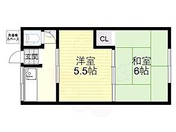 大栄荘B 2Kの間取図画像