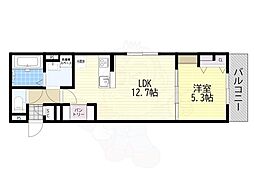 D-ROOM平井B棟 1LDKの間取図画像