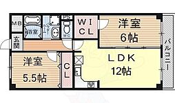 レジデンス南草津 2LDKの間取図画像