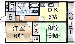 T'sサニーコーポ1 2DKの間取図画像