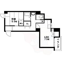 レークハイツ瀬田 1DKの間取図画像