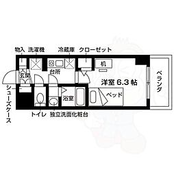 エスリードカレッジゲート南草津 1Kの間取図画像