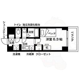 エスリードカレッジゲート南草津 1Kの間取図画像
