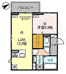 栗東市安養寺6丁目アパート 1LDKの間取図画像