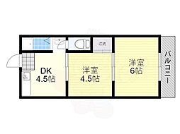 鶉マンション 2DKの間取図画像