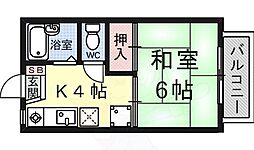 第2宇久ハイツ 1Kの間取図画像