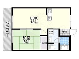 グランドール野洲 2DKの間取図画像