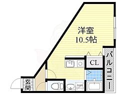 フェイム瀬田 1Kの間取図画像