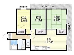 アミティエ草津 3LDKの間取図画像