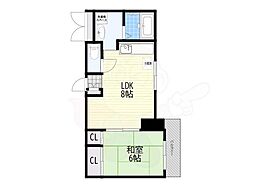 グランディール大津 1LDKの間取図画像