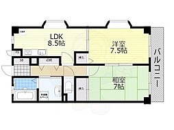 フルーレ伊勢2 2LDKの間取図画像