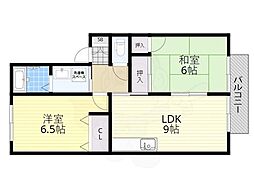 フォルティ北村弐番館 2LDKの間取図画像