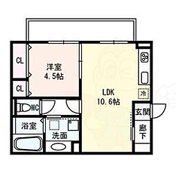 ローズパル 1LDKの間取図画像