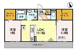 メルシー大将軍1 2LDKの間取図画像