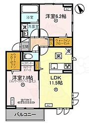 (仮称) 栗東市大橋5丁目D-ROOM 2LDKの間取図画像