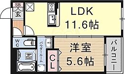 ハートフル下戸山 1LDKの間取図画像