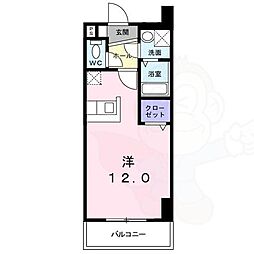 サニーサイドテラスK ワンルームの間取図画像
