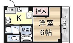 コーポ・サン3 1Kの間取図画像
