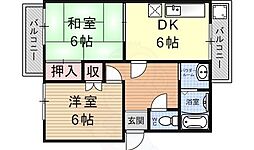 サンハイツ 2DKの間取図画像