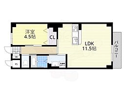 アスフォート野洲 1LDKの間取図画像