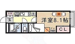 レオパレス十九 1Kの間取図画像