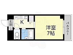 萱野ビル 1Kの間取図画像