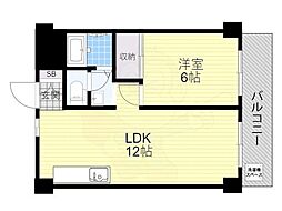 第16洛西ハイツ瀬田 1LDKの間取図画像