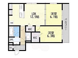 D-ROOM 大橋 2LDKの間取図画像