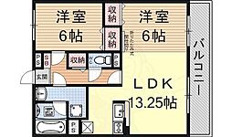 クレストブルー 2LDKの間取図画像