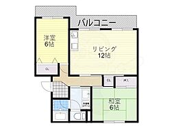 湖城ケ丘ハイツ5号館 2LDKの間取図画像