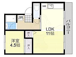 ハイツカームネス 1LDKの間取図画像