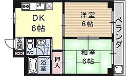 第16洛西ハイツ瀬田 2DKの間取図画像