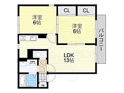 ラジェットロート 2LDKの間取図画像