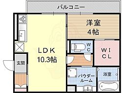 LeCiel2 1LDKの間取図画像