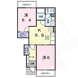 甲西サンライフF 2Kの間取図画像
