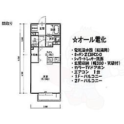 ハイツエイト2 1Kの間取図画像