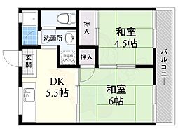 ハイツ勝部 2DKの間取図画像