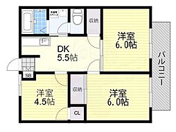 ONハイツ 3DKの間取図画像