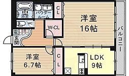ベルヴィオウミ 2LDKの間取図画像