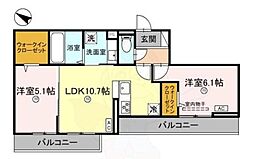 フェリズ トリシア 2LDKの間取図画像