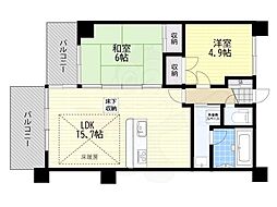 ルネスピース大津におの浜 2LDKの間取図画像