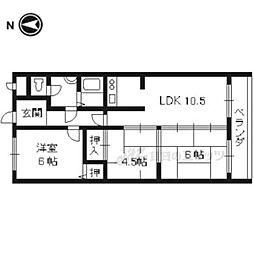 ラポート宇治川 3LDKの間取図画像